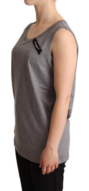 Dolce & Gabbana Graues ärmelloses Rundhals-Tank-T-Shirt