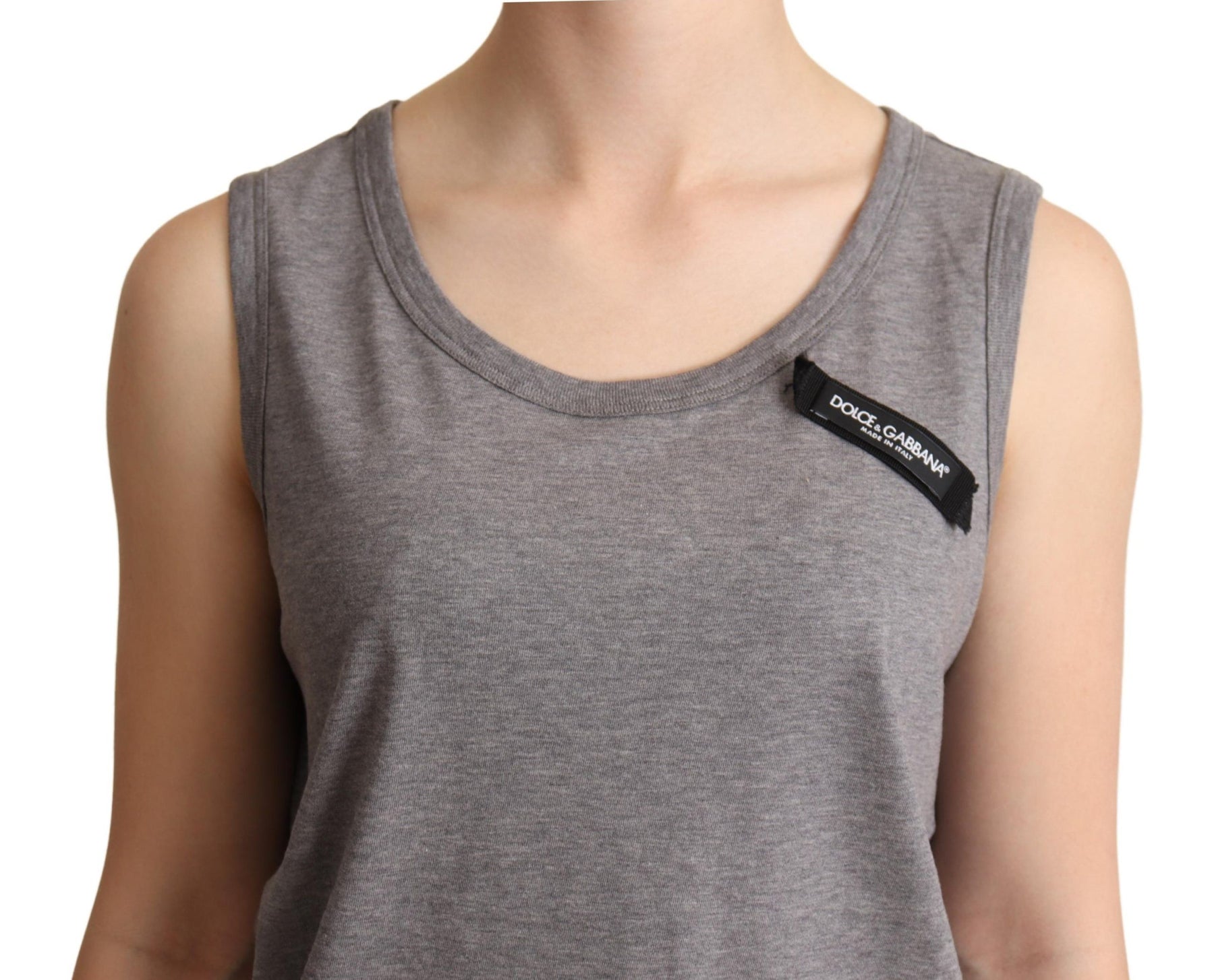 Dolce & Gabbana Graues ärmelloses Rundhals-Tank-T-Shirt