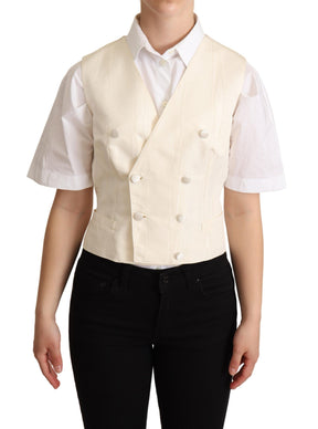 Dolce & Gabbana Beige Seidenweste ärmellos Weste