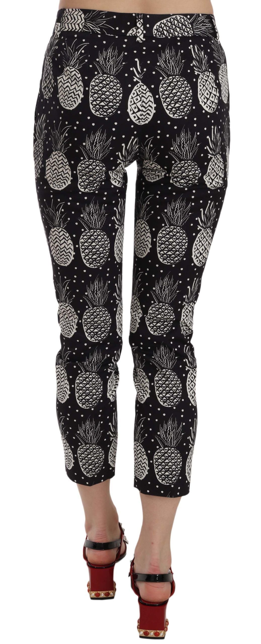 Dolce & Gabbana Schwarze Ananas Print Skinny Capri Hosen