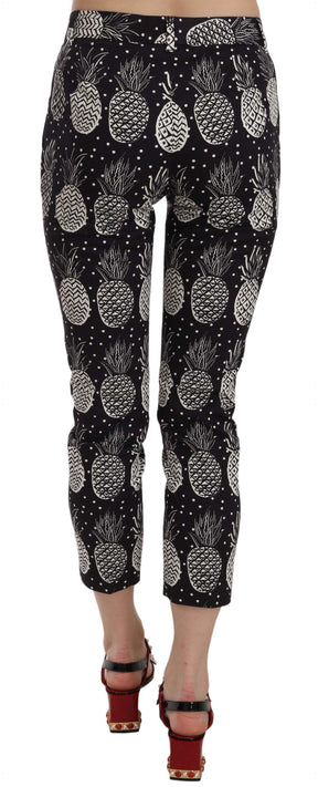 Dolce & Gabbana Schwarze Ananas Print Skinny Capri Hosen