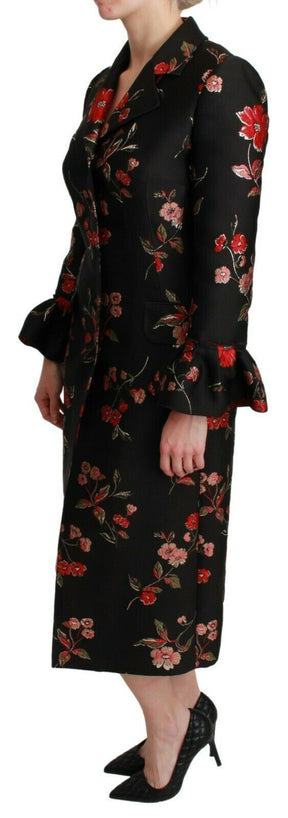 Dolce & Gabbana Schwarze Jacke mit Blumenstickerei Mantel