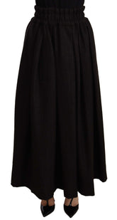 Dolce & Gabbana Schwarzer Maxirock aus Wolle mit hoher Taille PIECE