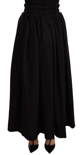Dolce & Gabbana Schwarzer Maxirock aus Wolle mit hoher Taille PIECE