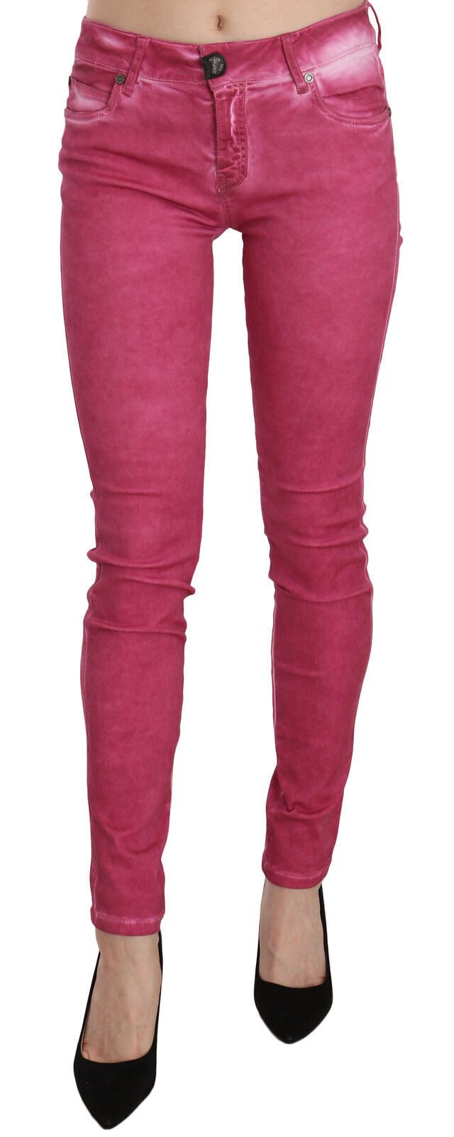 Dolce & Gabbana Rosa Samt Mid Waist Skinny Hose Hose