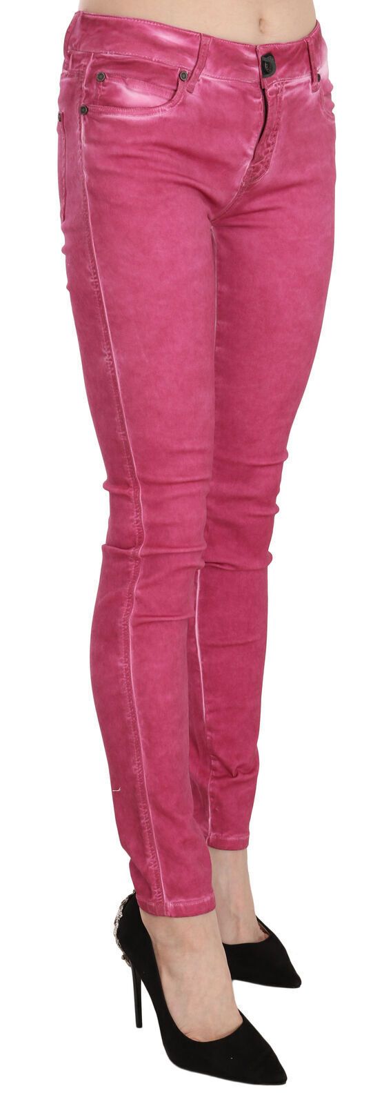 Dolce & Gabbana Rosa Samt Mid Waist Skinny Hose Hose