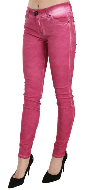 Dolce & Gabbana Rosa Samt Mid Waist Skinny Hose Hose