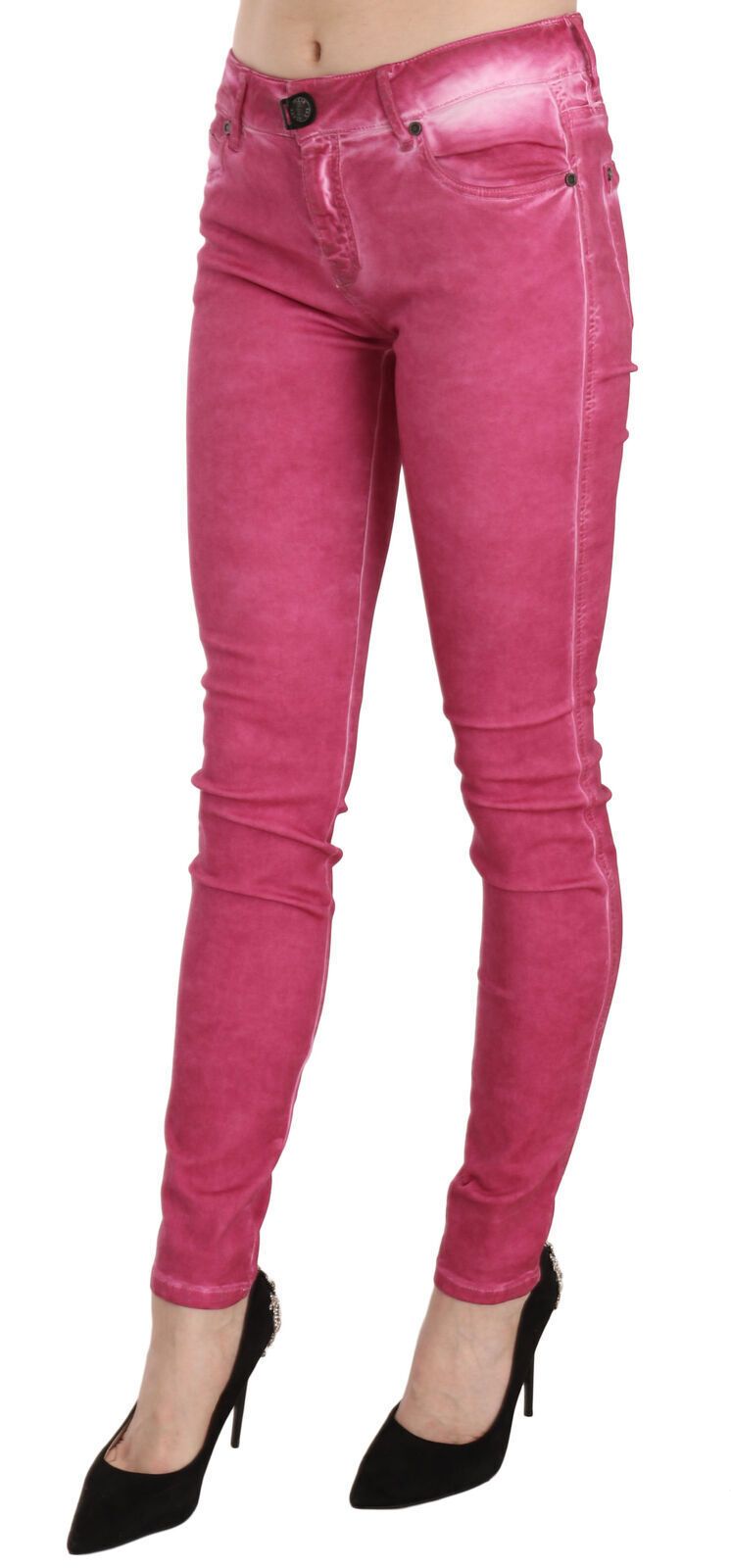 Dolce & Gabbana Rosa Samt Mid Waist Skinny Hose Hose
