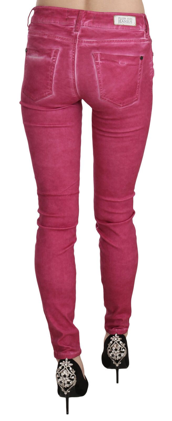 Dolce & Gabbana Rosa Samt Mid Waist Skinny Hose Hose