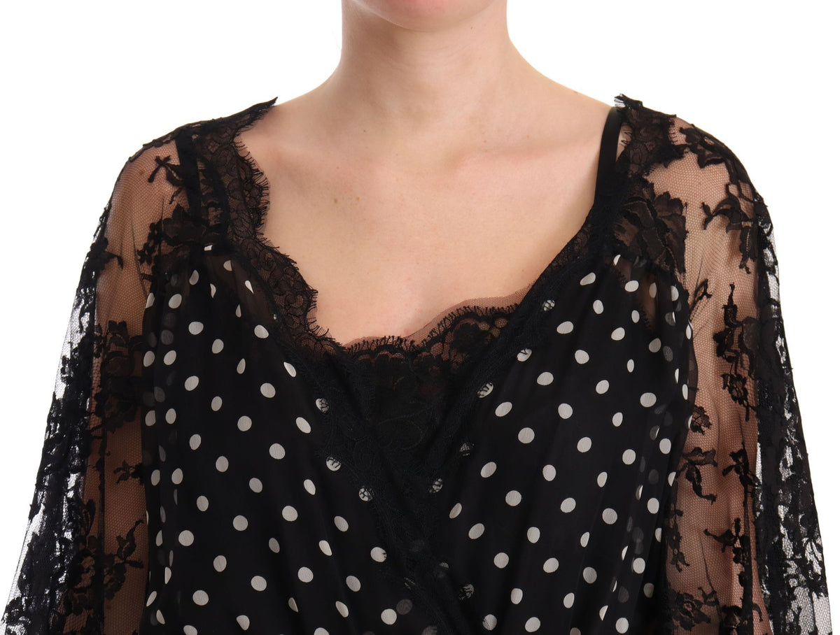 Dolce & Gabbana Schwarzes Maxi-Capri-Kleid mit geblümter Spitze