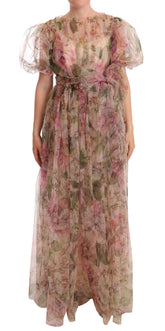 Dolce & Gabbana Langes Maxikleid mit Blumendruck in Multicolor