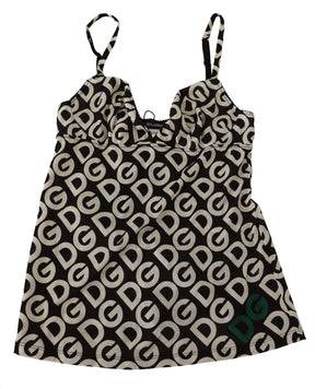 Dolce & Gabbana Schwarzes weißes Logo Print Camisole Top Unterwäsche