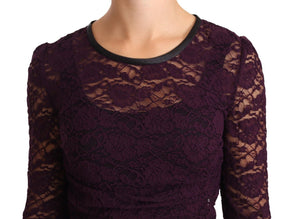 Dolce & Gabbana Lila Spitze Langarm Top Bluse