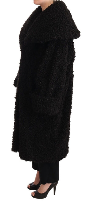 Dolce & Gabbana Schwarzer Polyester Pelz Trenchcoat Jacke