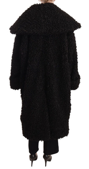 Dolce & Gabbana Schwarzer Polyester Pelz Trenchcoat Jacke