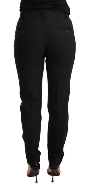 Dolce & Gabbana Schwarze konisch zulaufende Damenhose aus Schurwolle