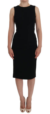 Dolce & Gabbana Schwarzes Stretch-Kristall-Etuikleid