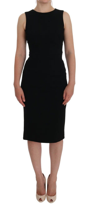 Dolce & Gabbana Schwarzes Stretch-Kristall-Etuikleid
