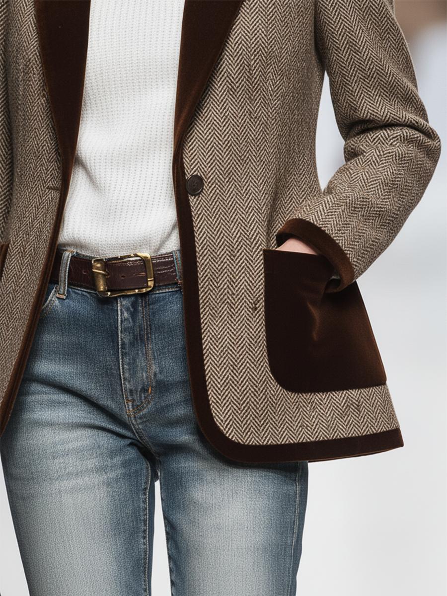 Winterlicher Samt-Blazer im Retro-Stil: Elegant & Warm für die kalte Jahreszeit