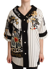 Dolce & Gabbana Weißes Baumwollhemd mit Kristall-Anhängern Amore