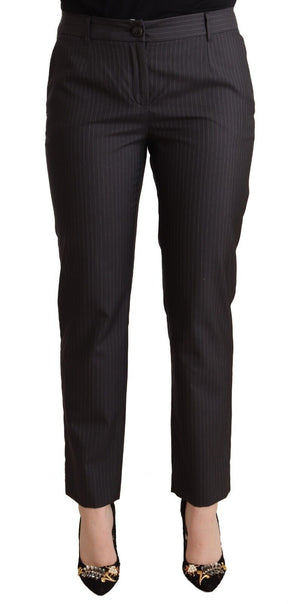 Dolce & Gabbana Schwarz gestreifte Woll-Tapered-Hose