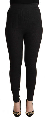 Dolce & Gabbana Schwarze Schurwoll-Stretch-Taillen-Hose