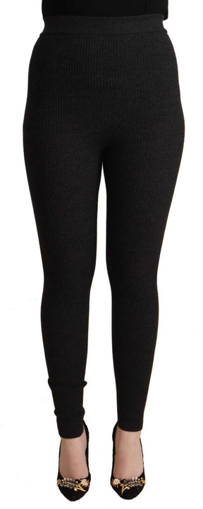 Dolce & Gabbana Schwarze Schurwoll-Stretch-Taillen-Hose