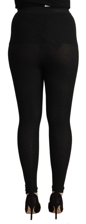 Dolce & Gabbana Schwarze Kaschmir-Stretch-Taillen-Hose