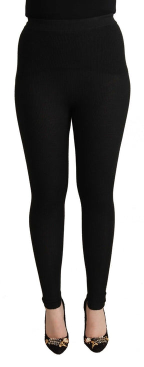 Dolce & Gabbana Schwarze Kaschmir-Stretch-Taillen-Hose
