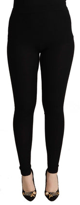 Dolce & Gabbana Schwarze Kaschmir-Stretch-Taillen-Hose