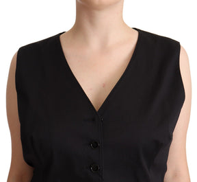 Dolce & Gabbana Schwarzer Button Down Ärmellose Weste Waiscoat Top