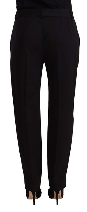 Dolce & Gabbana Schwarze Mid Waist Skinny Trouser Wollhose