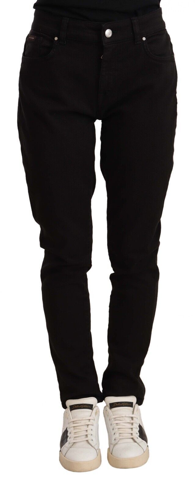 Dolce & Gabbana Schwarze Skinny Slim Denim Cotton Stretch Jeans