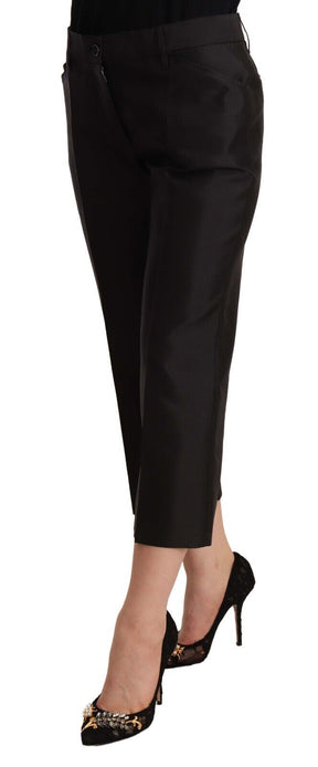 Dolce & Gabbana Schwarze Cropped Pants aus 100% Seide