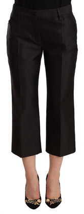 Dolce & Gabbana Schwarze Cropped Pants aus 100% Seide