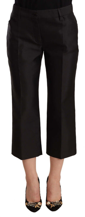 Dolce & Gabbana Schwarze Cropped Pants aus 100% Seide