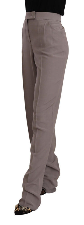 Armani Braune Seidenhose mit hoher Taille und konischer Länge