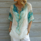 Stunning V-Neck Blue Top – Ihr stilvoller Begleiter für den Herbst