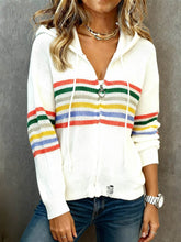 Winter Hoodie Damen kuschelig bunt mit Kapuze und Zipper