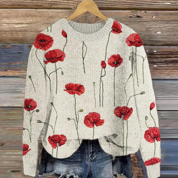 Florales Langarm-Top - Eleganter Herbstsbegleiter in Komfort & Vielseitigkeit