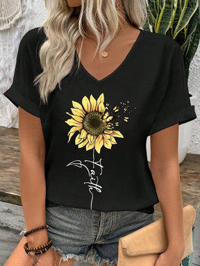 Florales V-Ausschnitt-Top in Schwarz - Der Herbsts-Hit für Ihre Garderobe