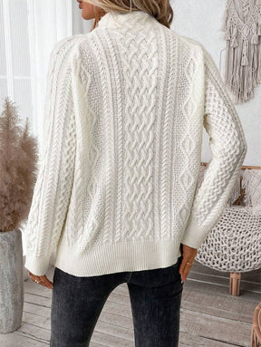 Eleganter White Plain Mock Neck Sweater - Perfekt für den Herbstsanfang
