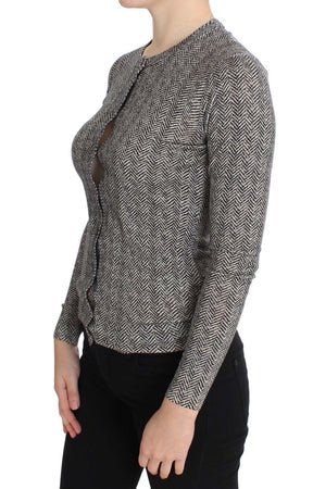 Dolce & Gabbana Schwarz-Weißes Wolltop Strickjacke Pullover
