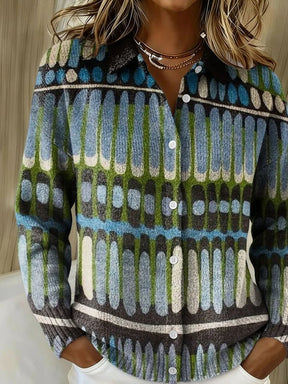 Kuschelwarmer Winter Cardigan mit Kontrast-Print, S–5XL
