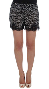 Dolce & Gabbana Schwarz Weiß Floral Spitze Seide Nachtwäsche Shorts
