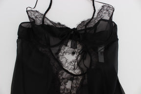 Dolce & Gabbana Schwarzes Seiden-Spitzen-Babydoll-Dessous-Top