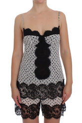 Dolce & Gabbana Schwarzes Seiden-Spitzen-Babydoll-Dessous-Top