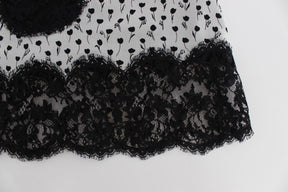 Dolce & Gabbana Schwarzes Seiden-Spitzen-Babydoll-Dessous-Top