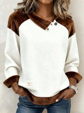 Winterliches Casual-Top mit Color Block Design und Langarm für Eleganz & Komfort