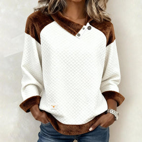 Winterliches Casual-Top mit Color Block Design und Langarm für Eleganz & Komfort